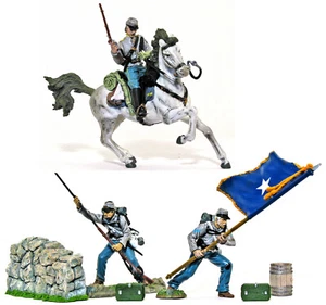 Forces of Valor Confederate Action Set #1 - 3 figures & 4 access 1:32nd scale - Picture 1 of 1