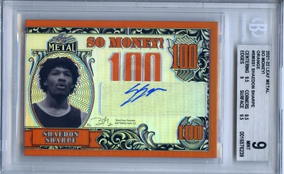 2021-22 Shaedon Sharpe Leaf Metal So Money ORANGE 6/7 Portland Trailblazers - Image 1 of 3