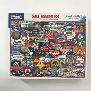 White Mountain Ski Badges Puzzle 24" x 30" - Used (Piece Count Unknown) - Picture 1 of 7