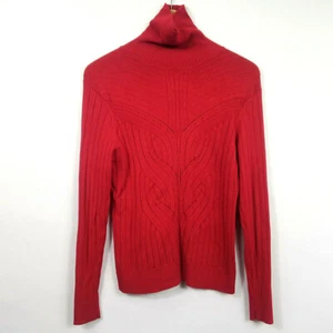 Parkhurst RedTurtleneck Sweater Ribbed Design Womens Size Medium  - Picture 1 of 5
