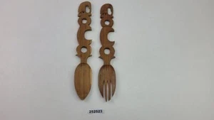 Salatbesteck Holz Elefanten Griff geschnitzt alt Deko Afrika Ethno #252523 - Bild 1 von 17