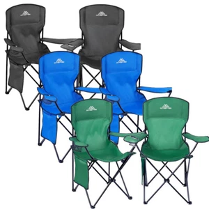 Set of 2 Camping Chair Lightweight Folding Portable with Cup Holder Side Pocket - Picture 1 of 39