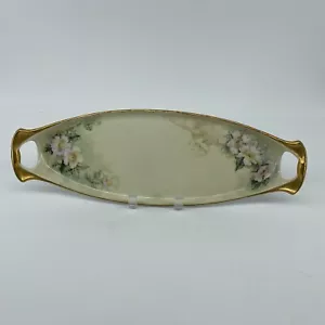 Vignaud Limoges Dresser Vanity Tray Hand Painted with white/pink flowers - Picture 1 of 8