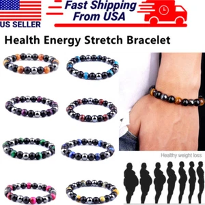 Energy Healing Stretch Bracelet 8mm Triple Protection Natural Stone for MenWomen - Picture 1 of 19