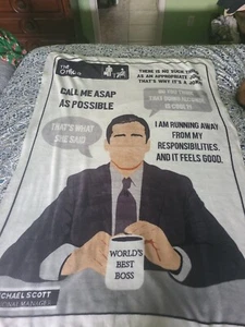The Office Michael Scott Quotes World’s Best Boss Fleece Throw Blanket 47x60in - Picture 1 of 1