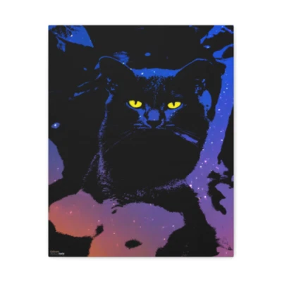 Mystic Cat Canvas Wrapped Wall Art Fantasy Magic Black Cat Goth Cat Lover Art - Image 1 of 4