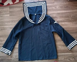 Cosplay Sailor Top Size Large White & Blue stripes Costume Top Only Halloween - Picture 1 of 6