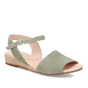 NEW Eric Michael Women Shannon Khaki Open Toe Mule Ankle Strap Dress Sandal - Picture 1 of 1