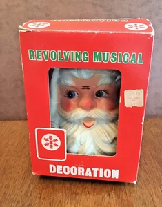 Vintage Christmas Rotating Santa Head Music Box Play Jingle Bells Revolving+ Box - Picture 1 of 13