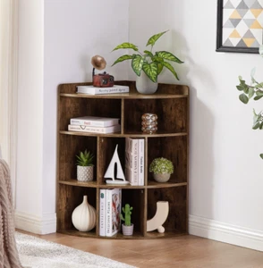 Estantería de esquina de 5 niveles gabinete de almacenamiento organizador estante de exhibición estantería de madera - Imagen 1 de 30