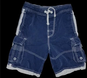 Arizona Blue Cargo Board Shorts Boys Sz 10-12 Pockets Drawstring Beachwear Pool - Picture 1 of 5