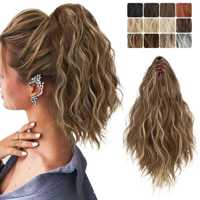 Extra Thick Real Claw Ponytail Clip In Hair Extensions Jaw Pony Tail As Human UK - Image 1 of 4