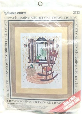 Mecedora artesanal Vogart con kit de arte de pared bordado crewel de plantas 2733 Foto 1 de 4