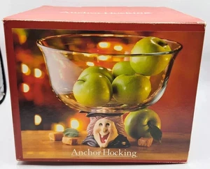 Anchor Hocking 10" Halloween Witch Pedestal Bowl Centerpiece Candy Trick Treat - Picture 1 of 4
