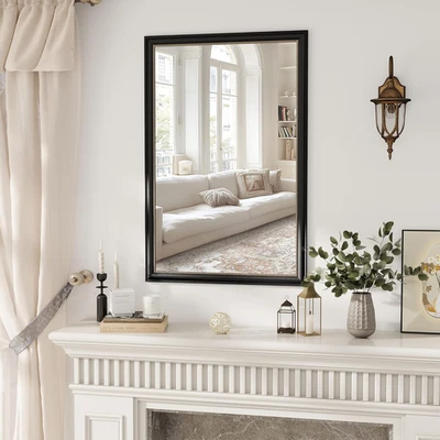 Elegante espejo de pared con cuentas negras - Espejo decorativo vintage 32x48 Foto 1 de 4