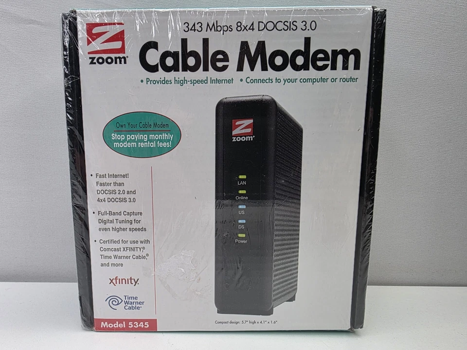 Zoom 5345 Cable Modem 343 Mbps 8x4 DOCSIS 3.0