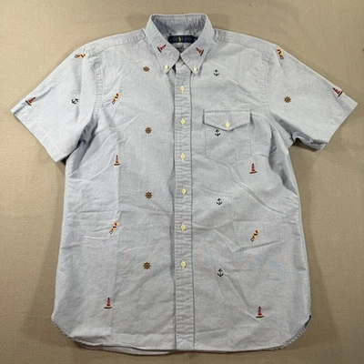Camisa Ralph Lauren Oxford Yacht Club Botón Para Hombre Azul Mediana Toda Navegación Foto 1 de 4
