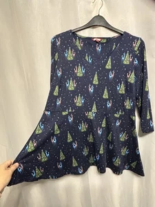 -996 Joe Browns Sz 20 Navy Festive Peplum Xmas Tunic Cooler Than A Jumper - Picture 1 of 4