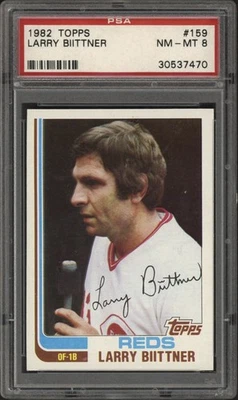 1982 Topps Larry Biittner #159 PSA 8 NM-MT Cincinnati Reds - Image 1 of 2