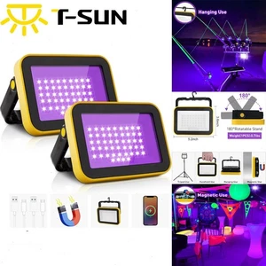 PACK DE 2 luces de trabajo LED UV recargables T-SUN linterna antorcha de camping luz negra - Imagen 1 de 11