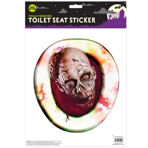 HALLOWEEN ZOMBIE TOILET SEAT COVER Scary Adhesive Decal Bathroom Topper Sticker - Picture 1 of 4