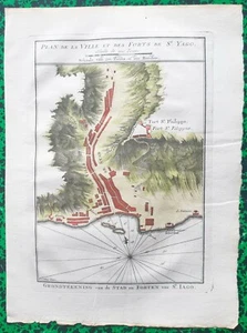 XVIII ème - Cap Vert - Rare Plan St Yago par Prévost/Bellin & Schley 27x20 1746 - Picture 1 of 2