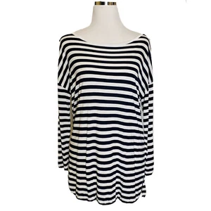 Camicetta donna LOFT blu bianca a righe blusa nautica preppy elasticizzata grande - Foto 1 di 7