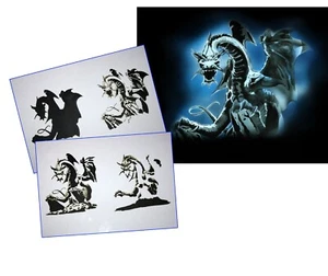 AS-073 Dragon step by step stencil template acryl airbrush spray wall paint - Picture 1 of 1