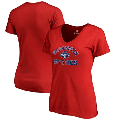 Women's Fanatics Branded Red Washington Mystics Overtime V-Neck T-Shirt Cover
