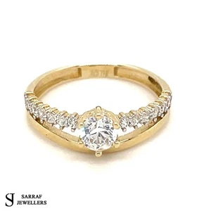 9ct Yellow Gold Ring Solitaire Engagement Wedding Band Ring Lab Created Diamond - Picture 1 of 9
