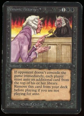 1993 MTG Magic the Gathering Card Alpha Demonic Attorney Raw MP Gaming Card TCG - Image 1 of 2