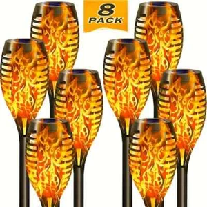 Solar Torch Lights Outdoor Flickering Flame – Garden Pathway Decor, Weatherproof - Picture 1 of 7