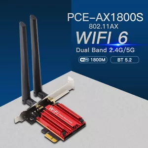 WiFi 6E PCI-E WiFi Card 1800Mbps Dual Band 802.11AX Bluetooth5.2 Network Adapter - Picture 1 of 8