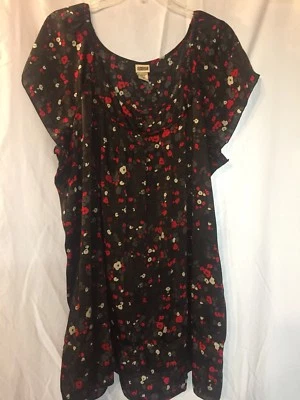 Blusa fluida de poliéster estampada negra Route 66 para mujer 2X Foto 1 de 4