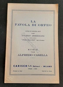 Libretto Opera - A. Ambrogini - La Favola di Orfeo - ed. 1938 - Picture 1 of 1