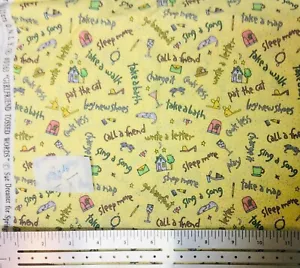 Daisy Kingdom Quilters Only Girlfriend Tossed Words on Yellow Fabric 2 Yards - Picture 1 of 1