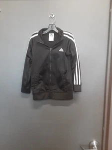 Kids Black Adidas Zip Up Windbreaker Jacket sz 7 - Picture 1 of 4