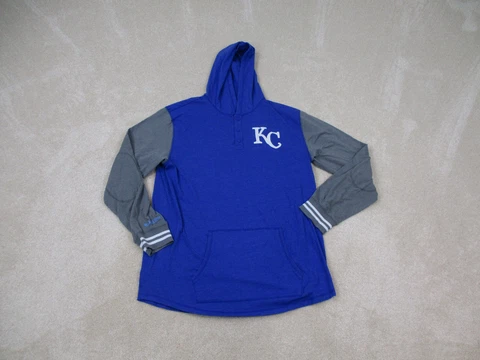 Kansas City Royals Hoodie Mens 2XL XXL Blue White Mitchell & Ness Sweatshirt Cover