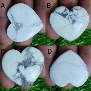 Gorgeous A+ White Howlite Heart Shape Cabochon Loose Gemstone Jewelry For Making - Picture 1 of 13