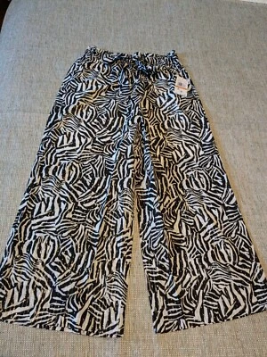 Легкие хлопчатобумажные брюки Michael Kors с принтом зебра со стразами размер Sm - Изображение 1 из 4