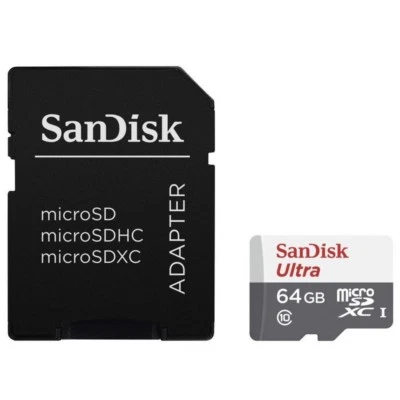 SANDISK MICRO SD 64GB CLASSE 10 UHS-I CON ADATTATORE SD SCHEDA DI MEMORIA  - Immagine 1 di 2