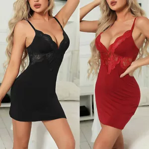 Women Sexy Lingerie Lace Babydoll Chemise Nightgown Sleepwear Full Slip Dress - Picture 1 of 21