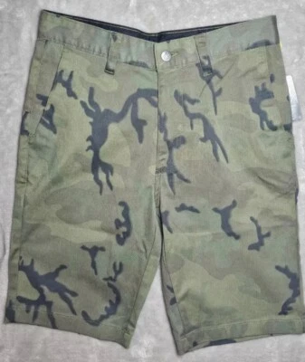 Volcom Vmonty Shorts Green Camo Chino Flat Front Size 28 Pockets Stretch NWT - Image 1 of 3
