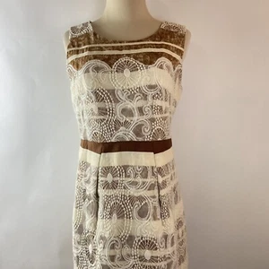 Buou Buou mittelbraun Blumen Häkelspitze ärmellos Cocktail Party Kleid H23 - Bild 1 von 8