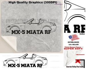DigiRods Miata MX5 MX 5 MX-5 RF Model Black Outline Car Sherpa Fleece Blanket - Picture 1 of 7