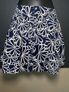 Women’s Skirt Size M BOUTIQUE XXI A-line Side Pockets Navy W/flower Button Front - Picture 1 of 9