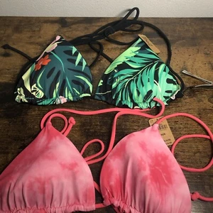 Victorias Secret PINK Reversible Bikini (Top Only)Medium Lot/2 Black &Pink - Picture 1 of 10