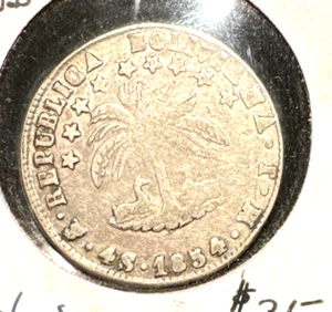 Bolivia 1854 MJ 4 soles KM 123 F - Imagen 1 de 2