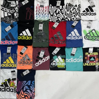 NWT Boys Adidas Short or Long Sleeve T-Shirts; Sizes 4 thru 8, 10-12, 14-16 - Image 1 of 3