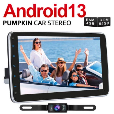 Pumpkin 1 DIN 10.1" Android 13 Autoradio GPS Navi 4GB 64GB DAB Bluetooth+Kamera - Bild 1 von 4